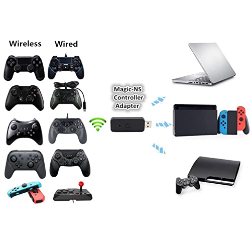 KAQQ Wireless Bluetooth Gamepad Receiver USB Converter For PS4 Adapter PC Converter (Black)