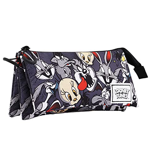 KARACTERMANIA Looney Tunes Folks-Estuche Portatodo Triple HS, Gris