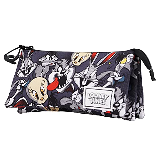 KARACTERMANIA Looney Tunes Folks-Estuche Portatodo Triple HS, Gris