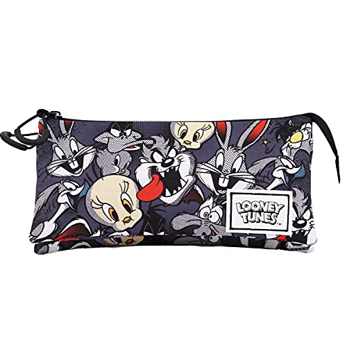 KARACTERMANIA Looney Tunes Folks-Estuche Portatodo Triple HS, Gris