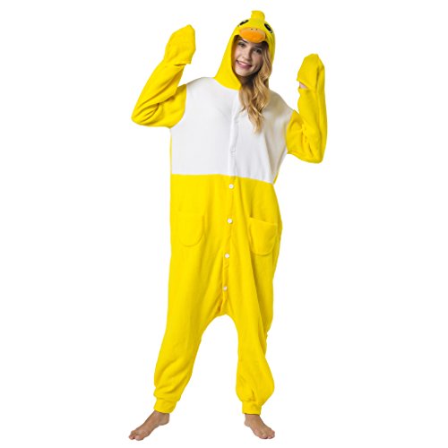 Katara 1744 - Kigurumi Pijamas Disfraz de Animal - Traje de Noche con Capucha - Adultos Unisexo - Pollito, XL