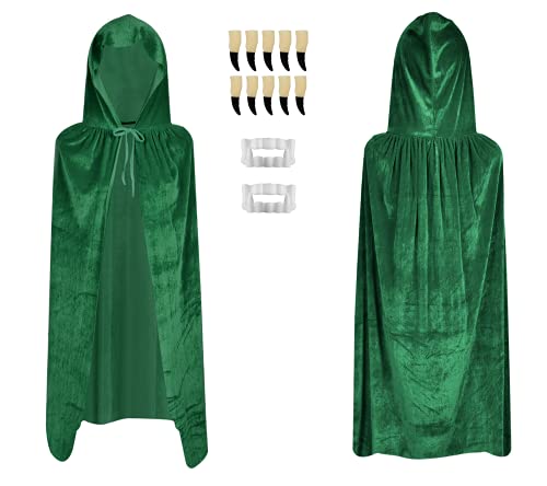 KATELUO Capa Larga con Capucha de Terciopelo , Capa roja, Capa con Capucha de Terciopelo para niños, Capa, Vampire The Masquerade, Muy Adecuada para Navidad, Fiestas de Disfraces (Verde, 80cm)