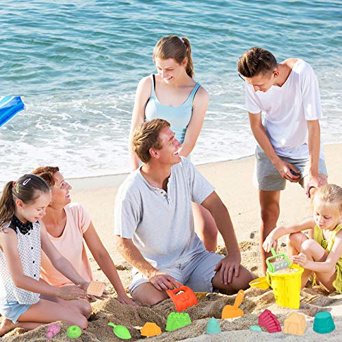 KATELUO Juguetes de Playa para Niños, 14 Piezas Conjunto de Juguetes para la Playa con Bolsas de Red, Palas Playa y Rastrillo, Molde de Arena ect. Juego de Juguetes de Playa y Arena (Color Aleatorio)