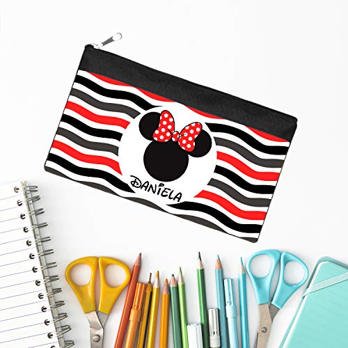 Kembilove - Estuche Infantil Personalizado – Estuches Personalizados con el Nombre del Niño o Niña – Estuche Vuelta al Cole – Estuche personalizado (Minnie)