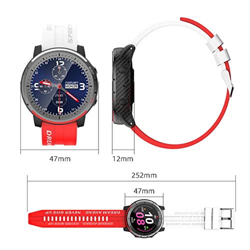 KESOTO 1.28 "Smartwatch Smart Watch Rastreador de Ejercicios de Presión Arterial - Blanco, Rojo,