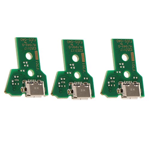 KESOTO 3Pack 12Pin Conector Puerto de Carga USB Placa de Zócalo para Sony PS4 Pro Dualshock 4 Controlador Inalámbrico (JDS-040)