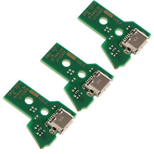 KESOTO 3Pack 12Pin Conector Puerto de Carga USB Placa de Zócalo para Sony PS4 Pro Dualshock 4 Controlador Inalámbrico (JDS-040)