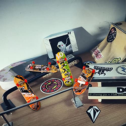 KETIEE 4 Piezas Finger Skateboard, Fingerboard Mini Diapasón Patineta de Dedo Skate Boarding Toy Monopatines de Juguete para Dedos Juegos de Deportes Kids