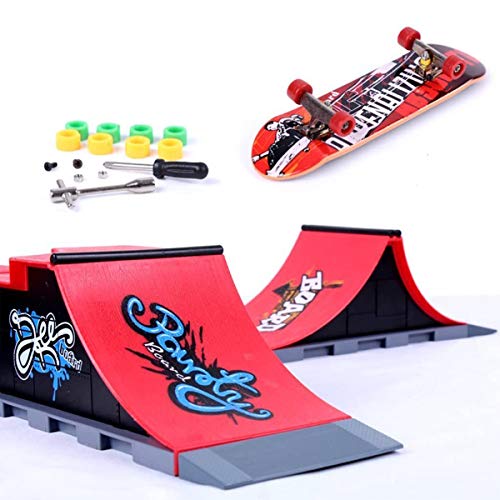 KETIEE Finger Skate Park Kit Juego de minimonopatín de Dedo con rampa y Otros Accesorios Diapasón de rampa Parque Juguete para Niños (A)