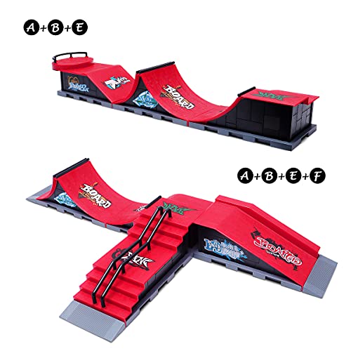 KETIEE Finger Skate Park Kit Juego de minimonopatín de Dedo con rampa y Otros Accesorios Diapasón de rampa Parque Juguete para Niños (A)