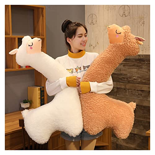 KeYou 75-130cm Fluffy Alpaca Peluche Abrazo Almohada Largo Cuello Alpaca Plush Sofá Cojín Almohada Alpaca Almohada Peluche Juguete Lindo Buddy Alpaca Peluche Largo Cuello (Color : White, Size : 75cm)