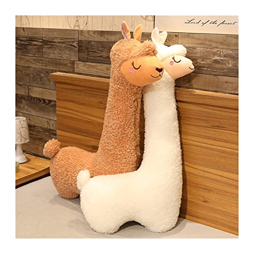 KeYou 75-130cm Fluffy Alpaca Peluche Abrazo Almohada Largo Cuello Alpaca Plush Sofá Cojín Almohada Alpaca Almohada Peluche Juguete Lindo Buddy Alpaca Peluche Largo Cuello (Color : White, Size : 75cm)