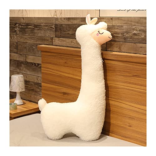 KeYou 75-130cm Fluffy Alpaca Peluche Abrazo Almohada Largo Cuello Alpaca Plush Sofá Cojín Almohada Alpaca Almohada Peluche Juguete Lindo Buddy Alpaca Peluche Largo Cuello (Color : White, Size : 75cm)