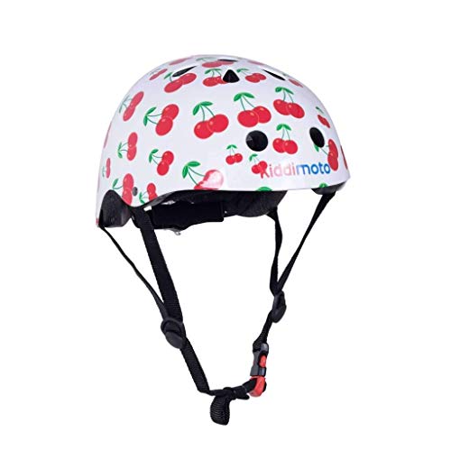 KIDDIMOTO Casco Bicicleta Completamente Ajustabl - Bici Casco para Infantil y Niños para Patinete, Ciclismo, Scooter, Bicicleta de Equilibrio y Monopatin - Cereza - S (48-53cm)