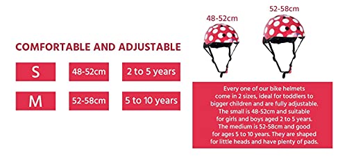 KIDDIMOTO Casco Bicicleta Completamente Ajustabl - Bici Casco para Infantil y Niños para Patinete, Ciclismo, Scooter, Bicicleta de Equilibrio y Monopatin - Puntos Rojos - S (48-53cm)