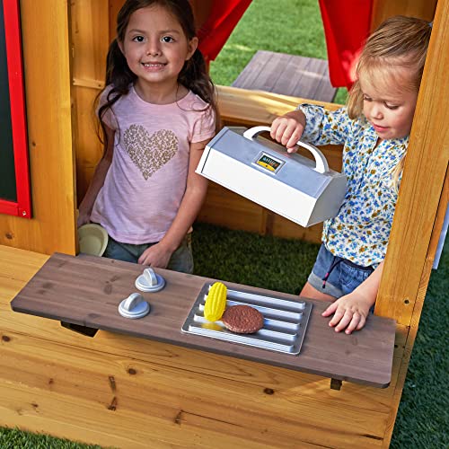 KidKraft- Casa de jardín moderna de madera para niños, incluye cocina de juego y accesorios, Color Natural (182)