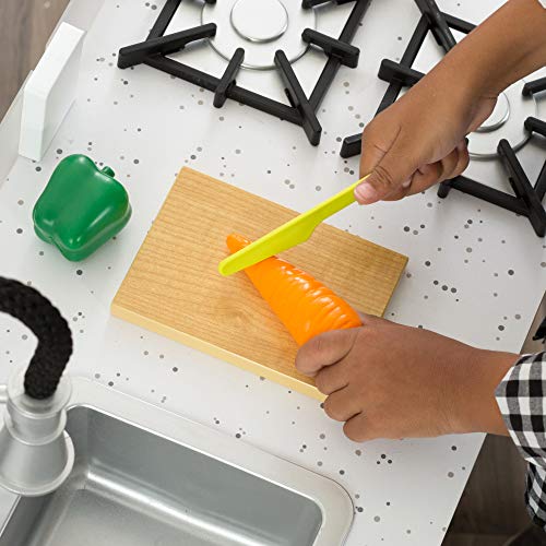 KidKraft- Little Cook's Work Station Cocina de juguete para niños con pequeña tabla de cortar incluida, Color Blanco (53407)