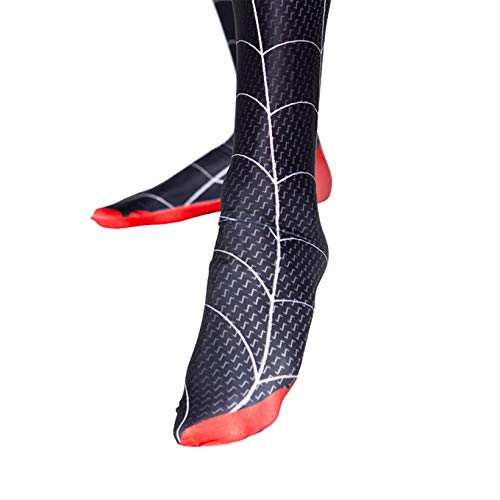 Kids Spiderman Body Miles Miles Morales Máscara Halloween Cosplay Disfraces Performance Jumpsuit Zentai 3D Impreso Estupado Super Heros Mallas Onesies,Child-XL（135~145cm）