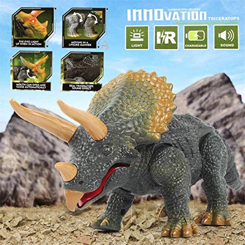 Kids Toy Electronic Pet Remote Control Robot Dinosaur Moving Walking Roaring Dinosaur Remote Control Electronic with Light Sound 25X6.5×14 cm (Color : A) (B)