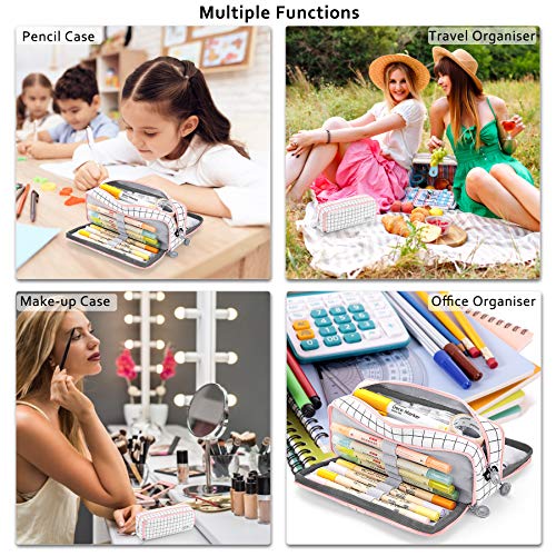 KidsPark Estuche Escolar con 3 Compartimentos, Estuche Escolar Grande Capacidad, Estuche Lapices Organizador Estuche de Maquillaje para Niña Niños Adolescentes Estudiantes, Cruzar