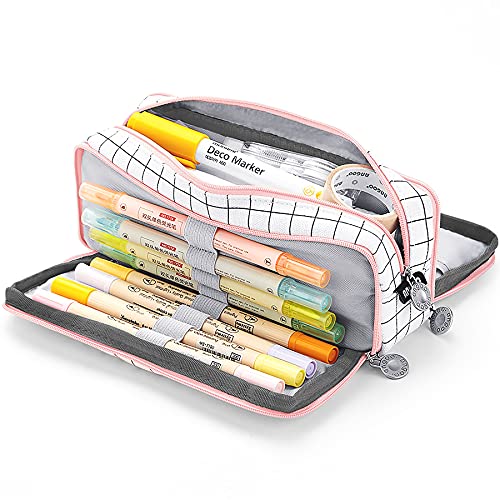 KidsPark Estuche Escolar con 3 Compartimentos, Estuche Escolar Grande Capacidad, Estuche Lapices Organizador Estuche de Maquillaje para Niña Niños Adolescentes Estudiantes, Cruzar