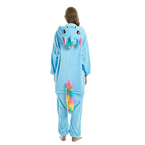 KiKa Monkey Niños Unicornio de Dibujos Animados de Franela Animal Novedad Disfraces Cosplay Pijama (S, Azul)