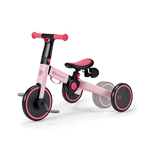 Kinderkraft Triciclo 3en1 4TRIKE, Minibicicleta, Plegado, Siento ajustable, Rosa