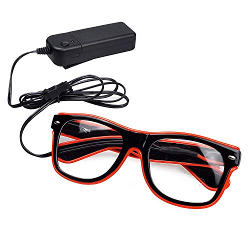 KingCorey Ilumina El Wire Neon Rave Glasses Glow Flashing Gafas de Sol LED Disfraces para Fiesta, EDM, Halloween (Rojo)