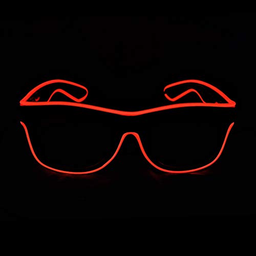 KingCorey Ilumina El Wire Neon Rave Glasses Glow Flashing Gafas de Sol LED Disfraces para Fiesta, EDM, Halloween (Rojo)