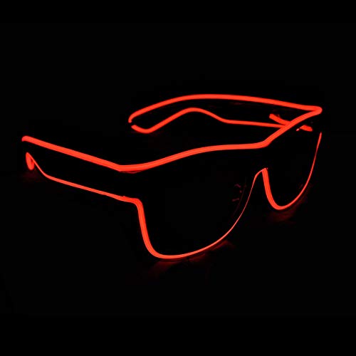 KingCorey Ilumina El Wire Neon Rave Glasses Glow Flashing Gafas de Sol LED Disfraces para Fiesta, EDM, Halloween (Rojo)