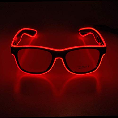 KingCorey Ilumina El Wire Neon Rave Glasses Glow Flashing Gafas de Sol LED Disfraces para Fiesta, EDM, Halloween (Rojo)