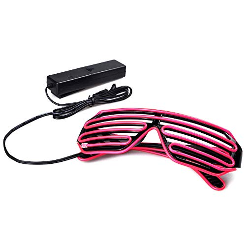 KingCorey Light Up Flashing Shutter Gafas de neón Rave Gafas de Sol El Wire LED Gafas de Sol activadas por Voz Disfraces de DJ para los 80, EDM, Fiesta (Rosa)