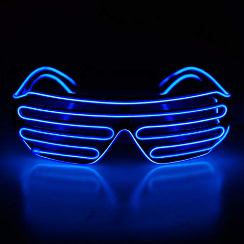 KingCorey Light Up Flashing Shutter Gafas de neón Rave Gafas de Sol El Wire LED Gafas de Sol activadas por Voz Disfraces de DJ para los 80, EDM, Fiesta (Azul)