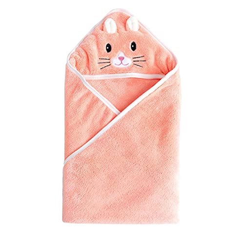 Kisangel Toalla de Baño de Bebé de Animal de Dibujos Animados Toalla con Capucha Recién Nacido Ropa de Cama Manta para Cuna Cochecito Cama Suministros Rosa