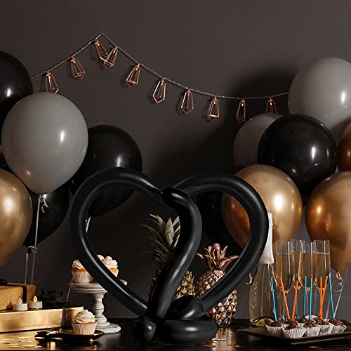 Kit de 200 Globos Largos Torcidos de Color Sólido 260Q con Mini Bomba de Inflado Globos de Torsión de Látex Globos de Modelado Mágicos Espesados para Modelos de Animales (Negro)