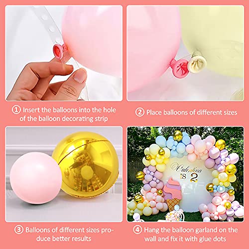 Kit de arco de guirnalda de globos, 122 globos Macaron Rainbow pastel, globos de oro 4D para decoraciones de fondo de fiesta de cumpleaños para niñas y mujeres