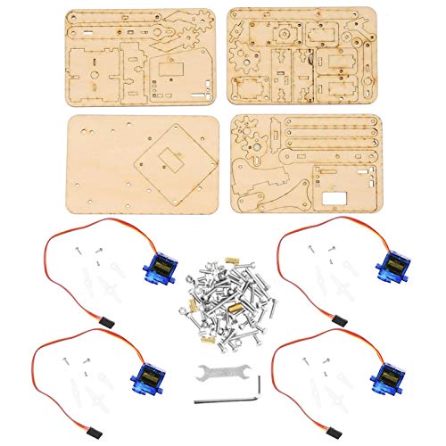 Kit de brazo robot, brazo mecánico robótico de madera 4DOF, brazo mecánico ligero para bricolaje sg90 servo, brazo robot ensamblado para Raspberry Pi SNAM1500