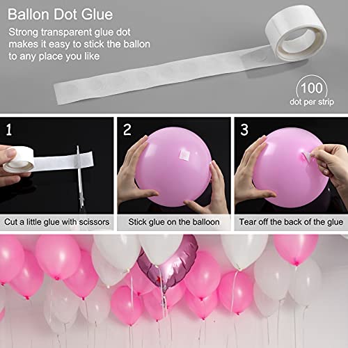 Kit de Cinta de Tira Decorativa de la Columna de Arco, Tiras de Cinta de Globo con Pegamento de Punto de Globo, Clips de Flores para la Fiesta de Navidad Bodas Cumpleaños