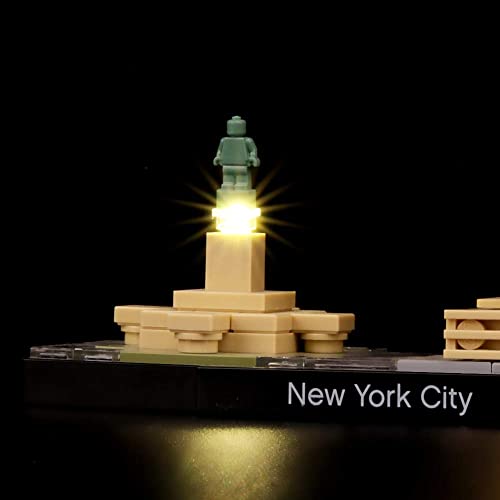 Kit de iluminación LED para arquitectura Nueva York - Compatible con el modelo de bloques de construcción Lego 21028 - No incluye el juego Lego Bloques de madera para niños pequeños WYYHYPY