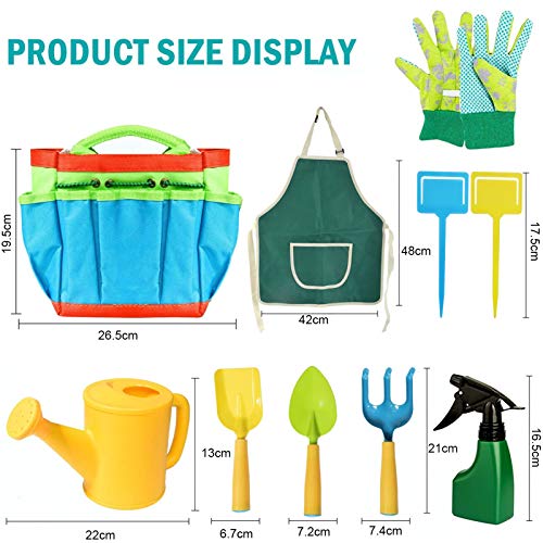 Kit de jardín para niños,Herramientas de jardín para niños,Bolsa para niños de herramientas de jardín,Juego de jardinería,Bolsa de guantes de jardín,Kit Jardinería Niños Guantes (A)