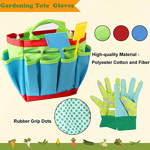 Kit de jardín para niños,Herramientas de jardín para niños,Bolsa para niños de herramientas de jardín,Juego de jardinería,Bolsa de guantes de jardín,Kit Jardinería Niños Guantes (A)