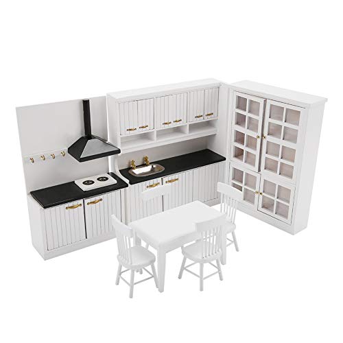 Kit de muebles de cocina, kit de cocina duradero para casa de muñecas, kit de montaje de casa de muñecas para decoración de casa de muñecas