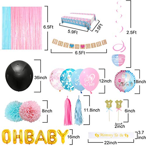 Kit de Suministros para Fiesta de revelación de género Azul y Rosa (97 Piezas) bebé niño o niña · Decoraciones de revelación de género Incluyen Globo de Confeti Gigante, Varios Globos