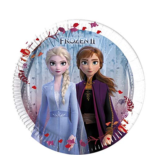 Kit Disney Frozen 2 II de 52 piezas 16 niños cumpleaños (16 platos, 16 vasos, 20 servilletas + 10 velas mágicas) fiesta Anna Elsa