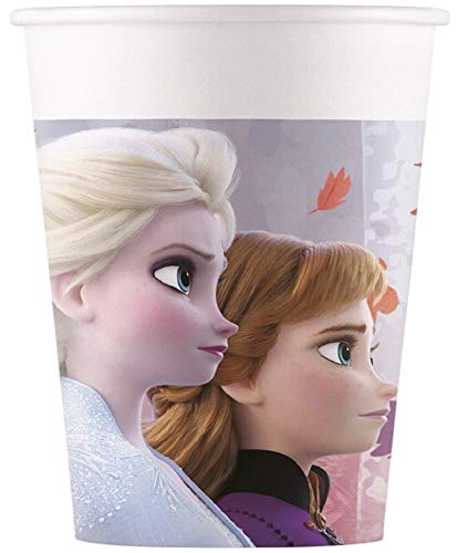 Kit Disney Frozen 2 II de 52 piezas 16 niños cumpleaños (16 platos, 16 vasos, 20 servilletas + 10 velas mágicas) fiesta Anna Elsa