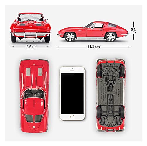 Kit Juguetes Coches Metal Resistente Coche Modelo De Aleación De Alta Imitación A Escala 1:24 para Chevrolet Corvette 1963, Coche De Juguete De Metal Maravilloso Regalo (Color : Rojo)