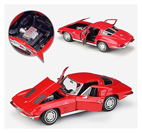 Kit Juguetes Coches Metal Resistente Coche Modelo De Aleación De Alta Imitación A Escala 1:24 para Chevrolet Corvette 1963, Coche De Juguete De Metal Maravilloso Regalo (Color : Rojo)