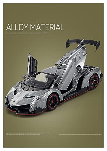 Kit Juguetes Coches Metal Resistente Modelo De Coche Fundido A Presión De Aleación 1:24 para Coche Deportivo De Juguete De Simulación Lamborghini Veneno Maravilloso Regalo (Color : Gris)