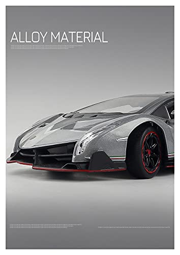 Kit Juguetes Coches Metal Resistente Modelo De Coche Fundido A Presión De Aleación 1:24 para Coche Deportivo De Juguete De Simulación Lamborghini Veneno Maravilloso Regalo (Color : Gris)