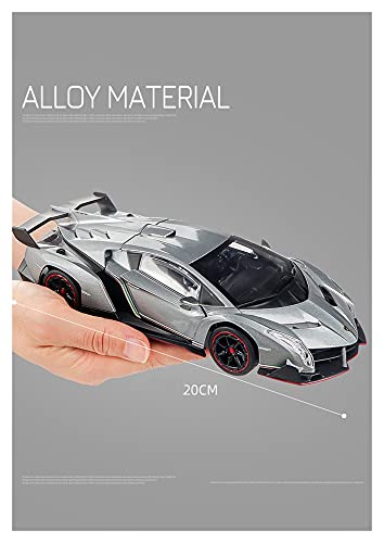 Kit Juguetes Coches Metal Resistente Modelo De Coche Fundido A Presión De Aleación 1:24 para Coche Deportivo De Juguete De Simulación Lamborghini Veneno Maravilloso Regalo (Color : Gris)